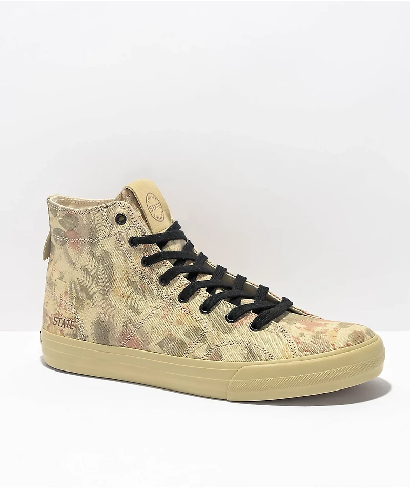 State Bushwick Sand Leaf Camo Canvas Skate Shoes