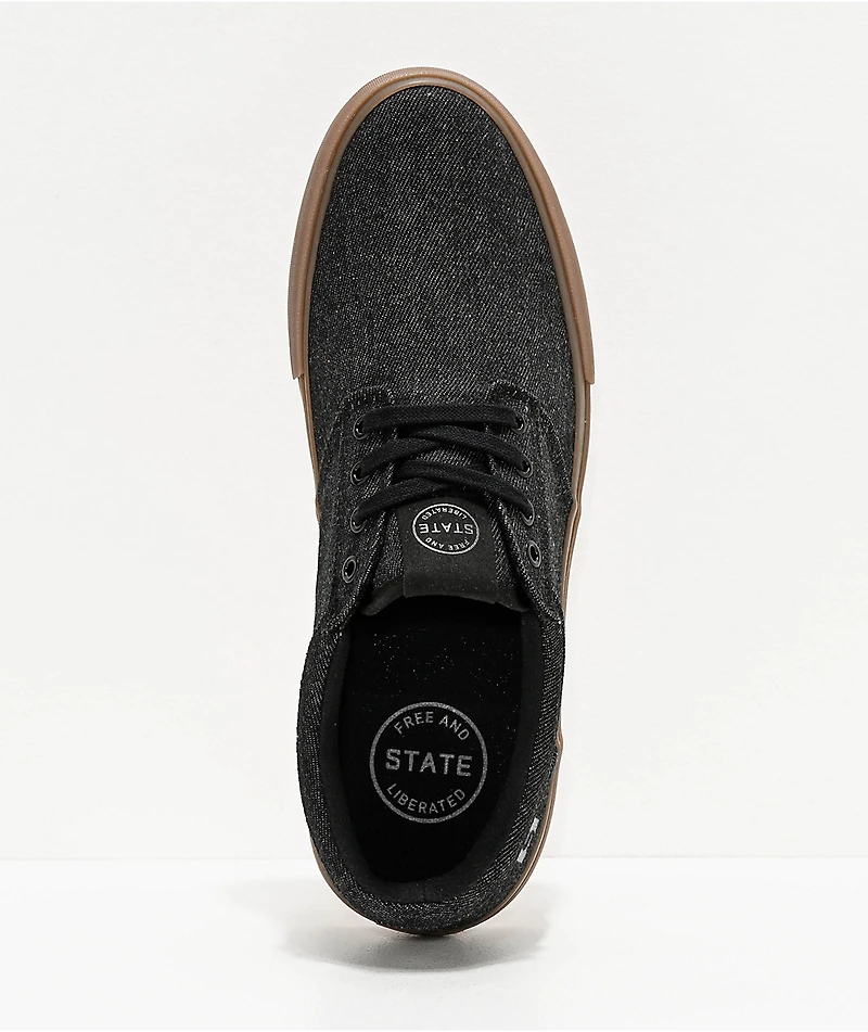 State Elgin Black & Gum Denim Skate Shoes