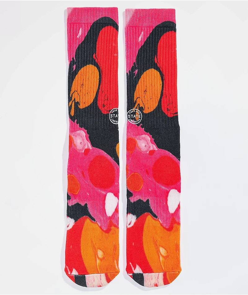State Pink Marble Crew Socks