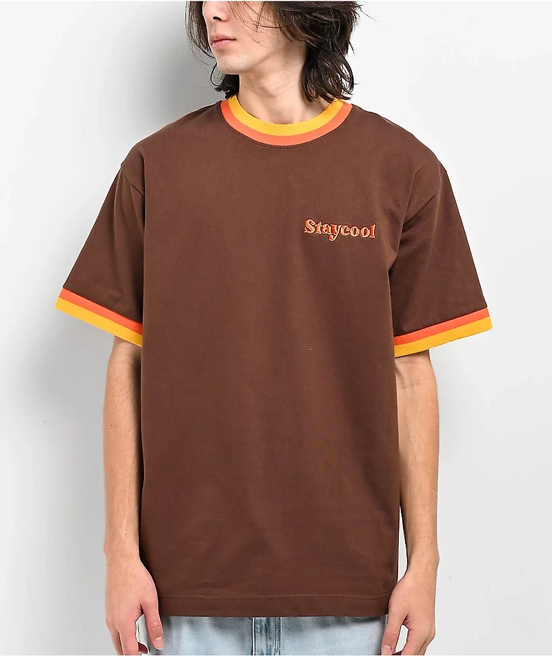 Staycoolnyc 70s Brown & Orange Ringer T-Shirt