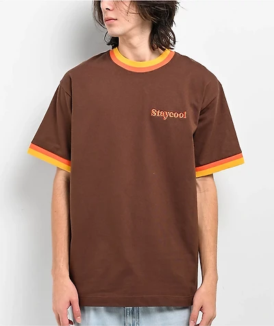 Staycoolnyc 70s Brown & Orange Ringer T-Shirt