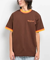 Staycoolnyc 70s Brown & Orange Ringer T-Shirt
