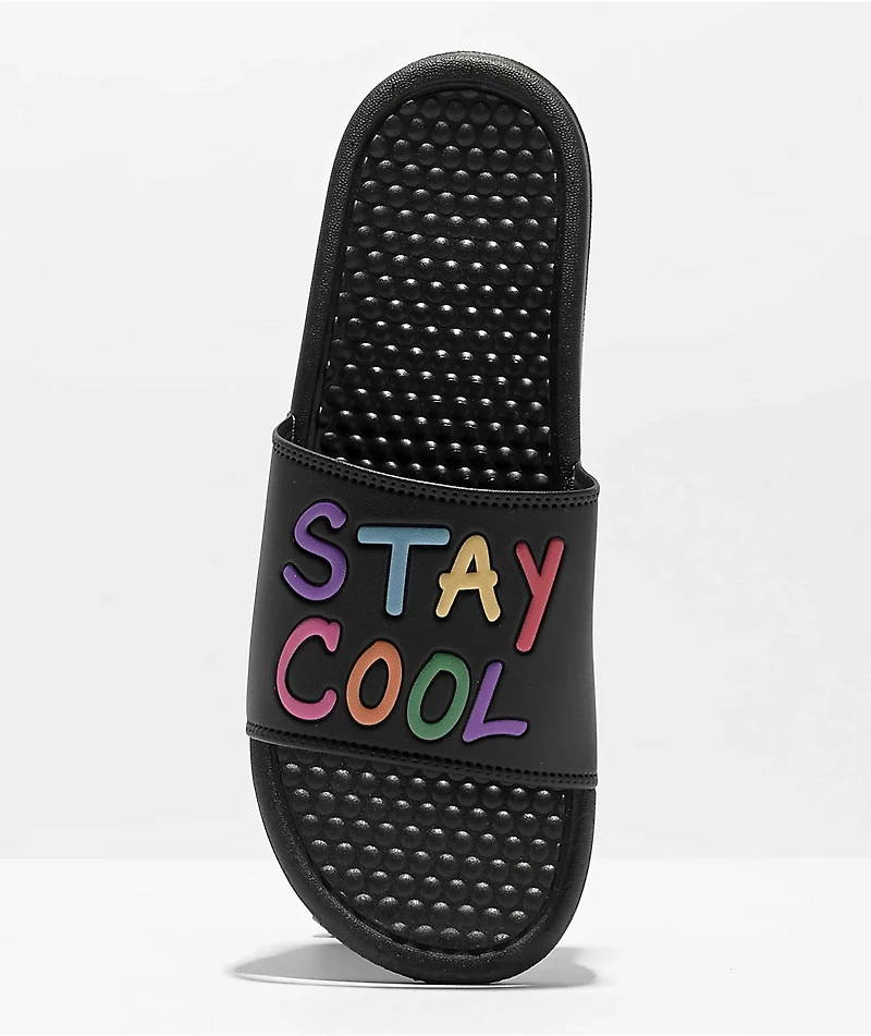 Staycoolnyc Puff Paint Black Slide Sandals