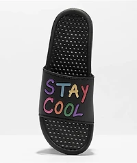 Staycoolnyc Puff Paint Black Slide Sandals