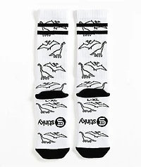 Stinky Socks Dino White Crew