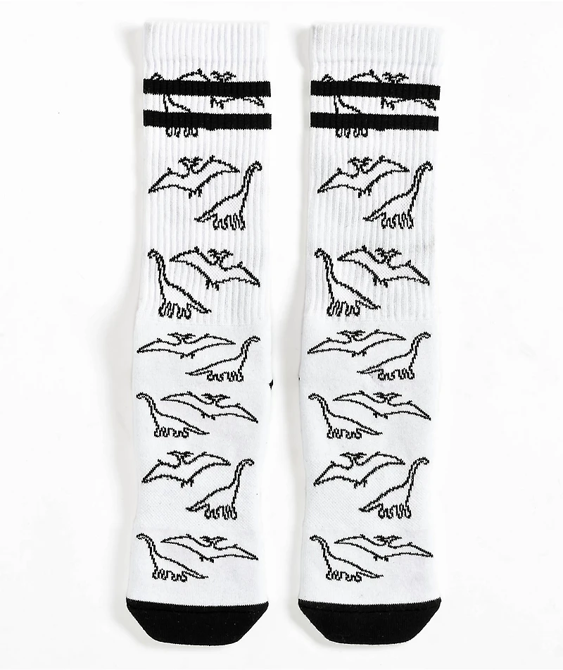 Stinky Socks Dino White Crew