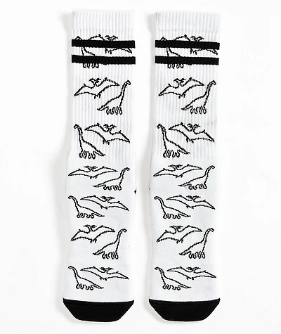Stinky Socks Dino White Crew