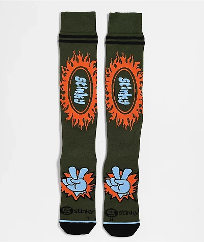 Stinky Socks Peace Out Green Snowboard Socks