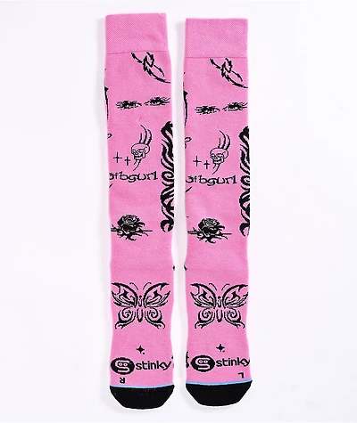 Stinky Socks x Jibgurl Pink Snowboard