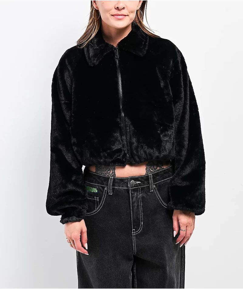 Stitch Fusion Black Faux Fur Zip Jacket