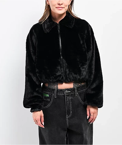 Stitch Fusion Black Faux Fur Zip Jacket