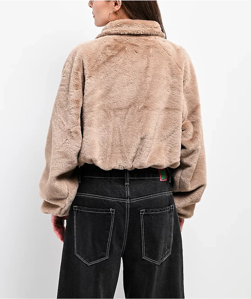 Stitch Fusion Camel Faux Fur Zip Jacket