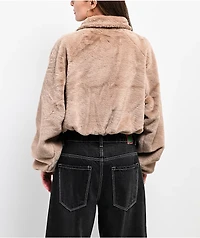Stitch Fusion Camel Faux Fur Zip Jacket