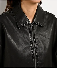 Stitch Fusion Distressed Black Bomber Jacket