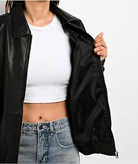 Stitch Fusion Distressed Black Bomber Jacket