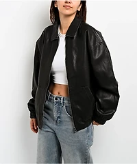 Stitch Fusion Distressed Black Bomber Jacket