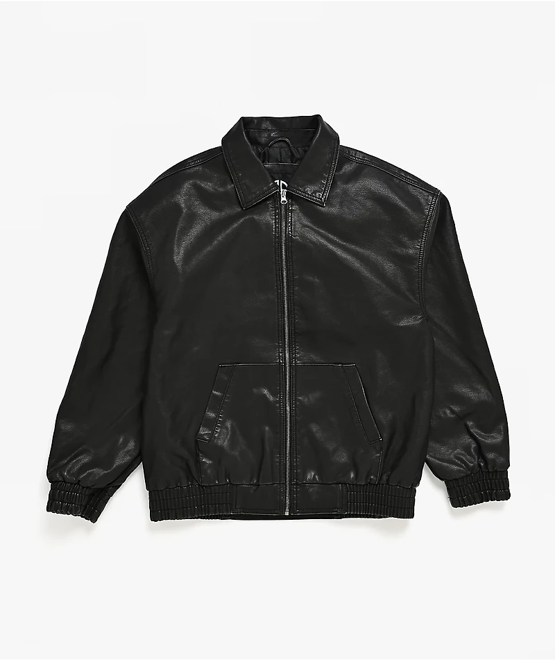 Stitch Fusion Distressed Black Bomber Jacket