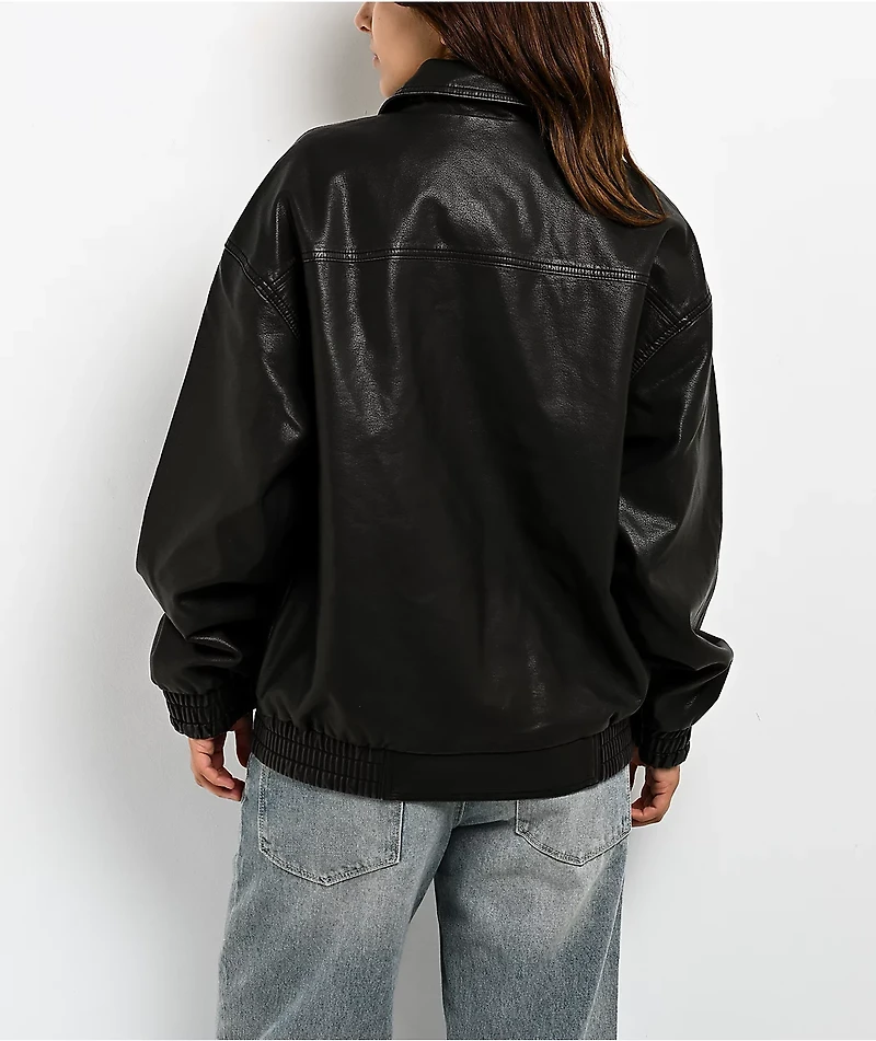 Stitch Fusion Distressed Black Bomber Jacket