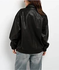 Stitch Fusion Distressed Black Bomber Jacket