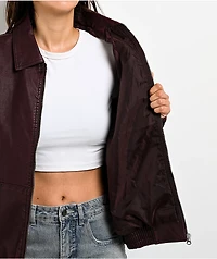 Stitch Fusion Distressed Burgandy Bomber Jacket
