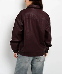 Stitch Fusion Distressed Burgandy Bomber Jacket