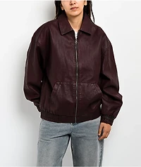 Stitch Fusion Distressed Burgandy Bomber Jacket