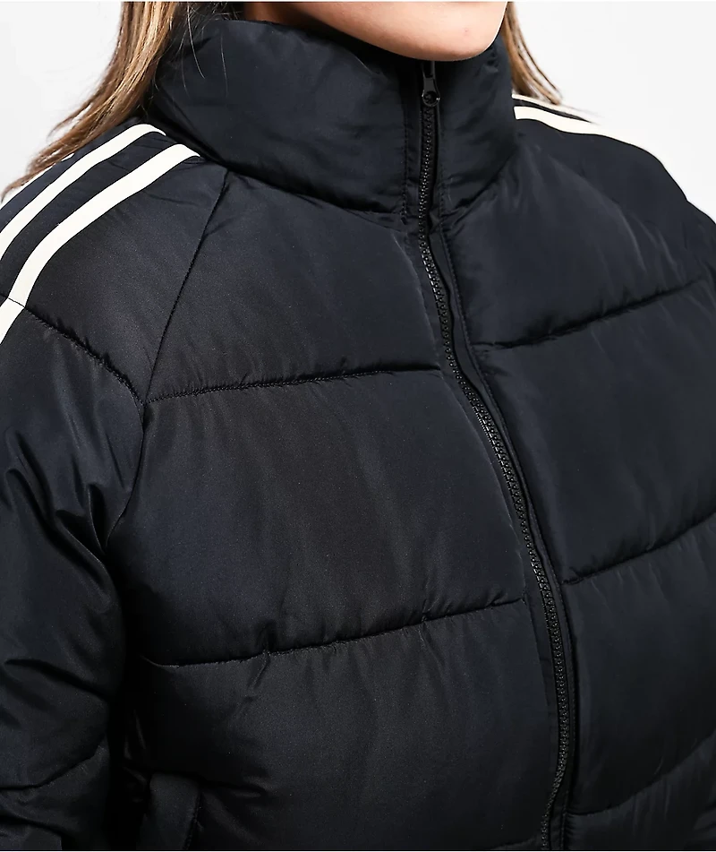 Stitch Fusion Stripe Black Crop Puffer Jacket