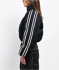 Stitch Fusion Stripe Black Crop Puffer Jacket