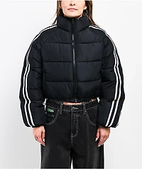 Stitch Fusion Stripe Black Crop Puffer Jacket