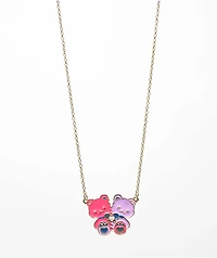 Stone + Locket Bestie Bears Gold Necklace