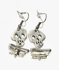 Stone + Locket Bones Silver Earrings
