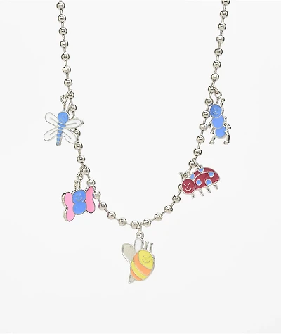 Stone + Locket Bug Off 18" Silver Charm Necklace
