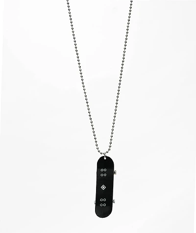 Stone + Locket Check Deck 10" Silver Necklace