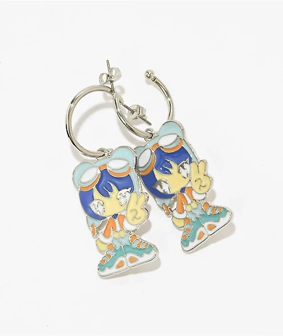 Stone + Locket Chibi Girl Charm Earrings