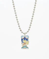 Stone + Locket Chibi Girl Silver Pendant Necklace
