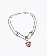 Stone + Locket Clown Around 18" Silver Layered Chain Necklace