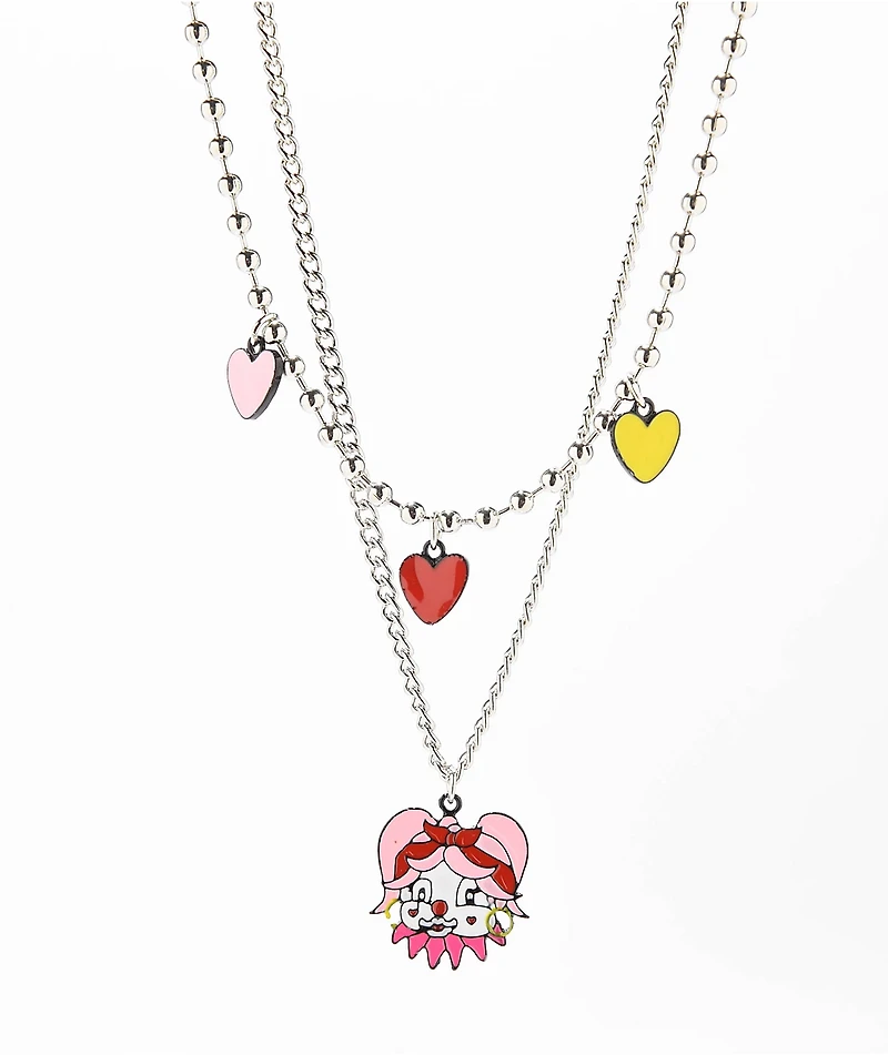 Stone + Locket Clown Around 18" Silver Layered Chain Necklace