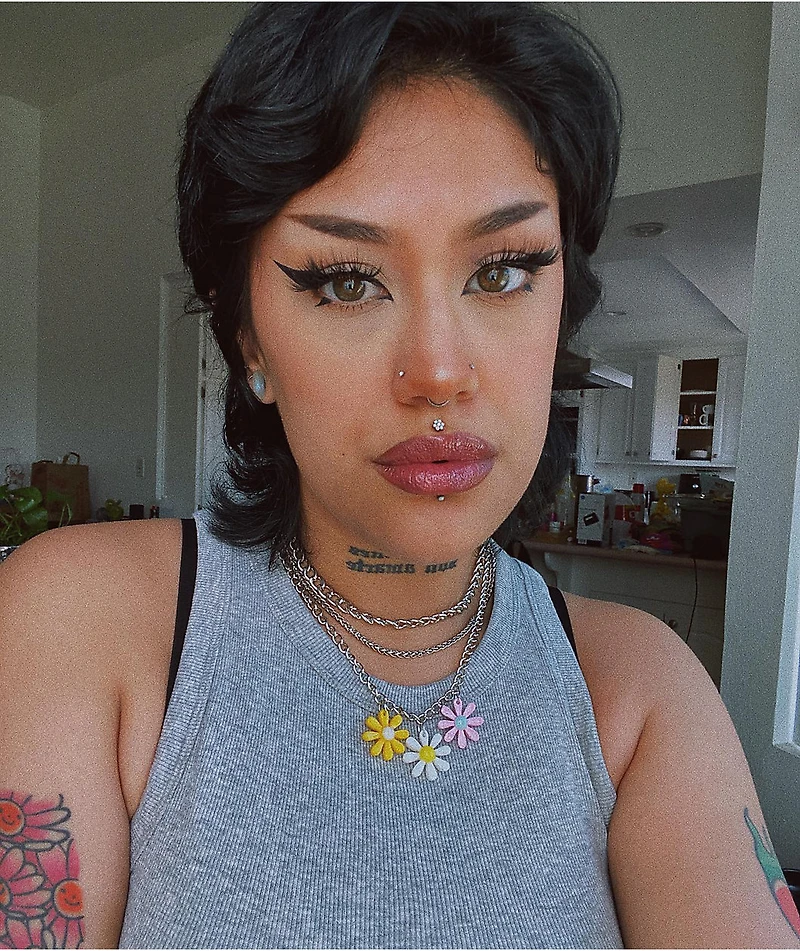 Stone + Locket Daisy 17" Chain Necklace