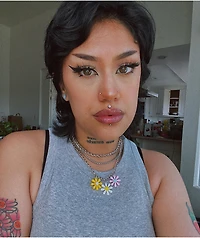 Stone + Locket Daisy 17" Chain Necklace
