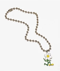 Stone + Locket Daisy Skater Silver Necklace