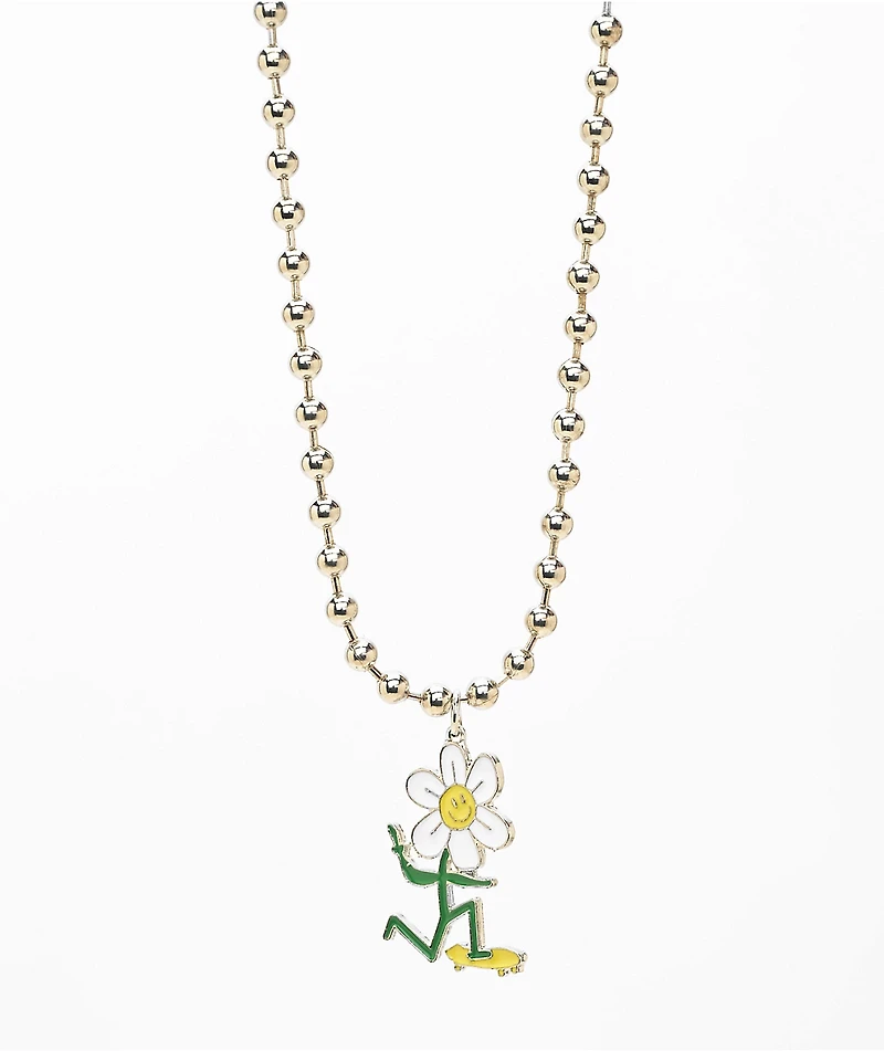 Stone + Locket Daisy Skater Silver Necklace