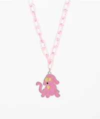 Stone + Locket Derp Dog 15.5" Pink Chain Necklace