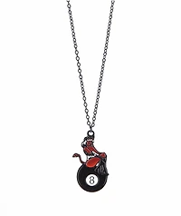 Stone + Locket Devilish 8 Ball 18" Chain Necklace