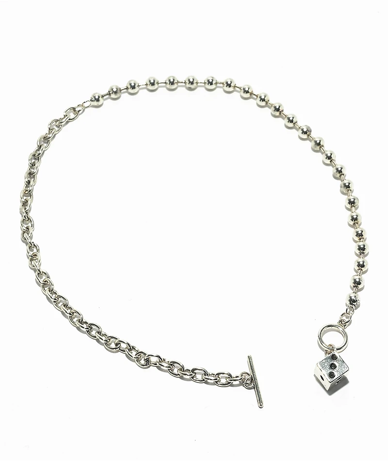 Stone + Locket Dicey 18" Silver Necklace