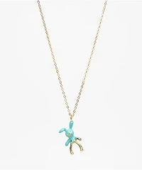 Stone + Locket Dipped Bunny 18" Gold Necklace
