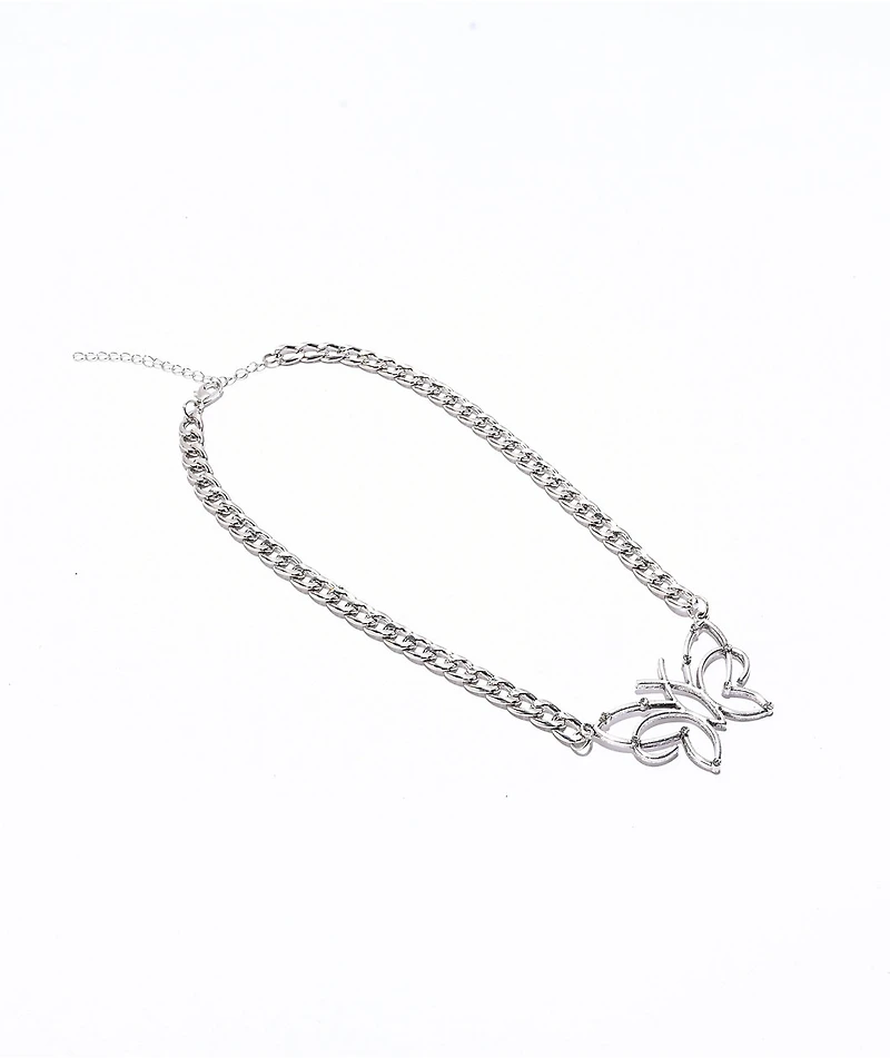 Stone + Locket Drew Butterfly Necklace