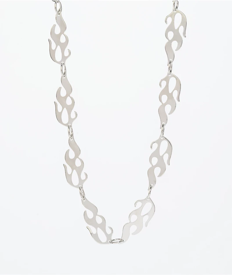 Stone + Locket Flame Pocket Chain Necklace