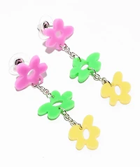 Stone + Locket Flower Drop Earrings