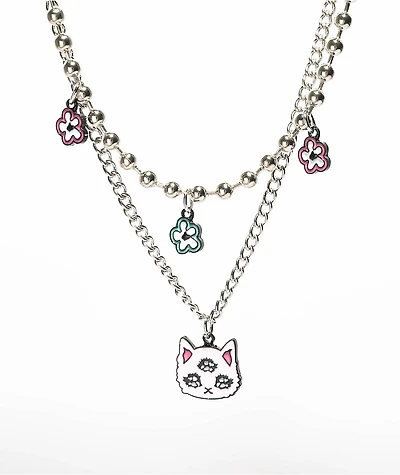 Stone + Locket Here Kitty Necklace