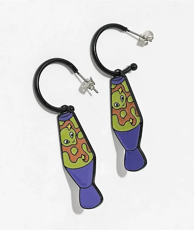 Stone + Locket Lava Lamp Charm Earrings